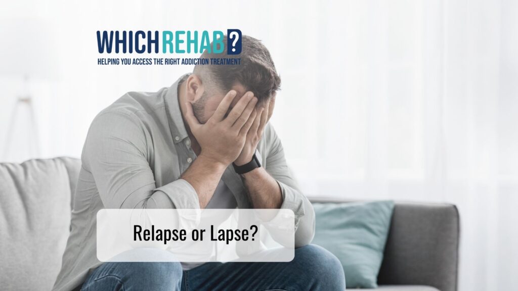 A man holding his head in his hands by the ocean - Relapse or lapse blog - Which rehab