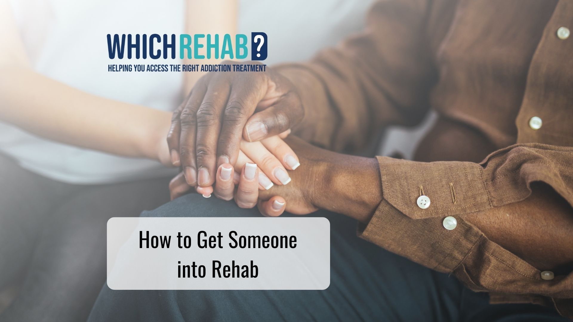 A father holding the shoulder of his adult daughter who is struggling with addiction as she holds her head in her hands - Which Rehab