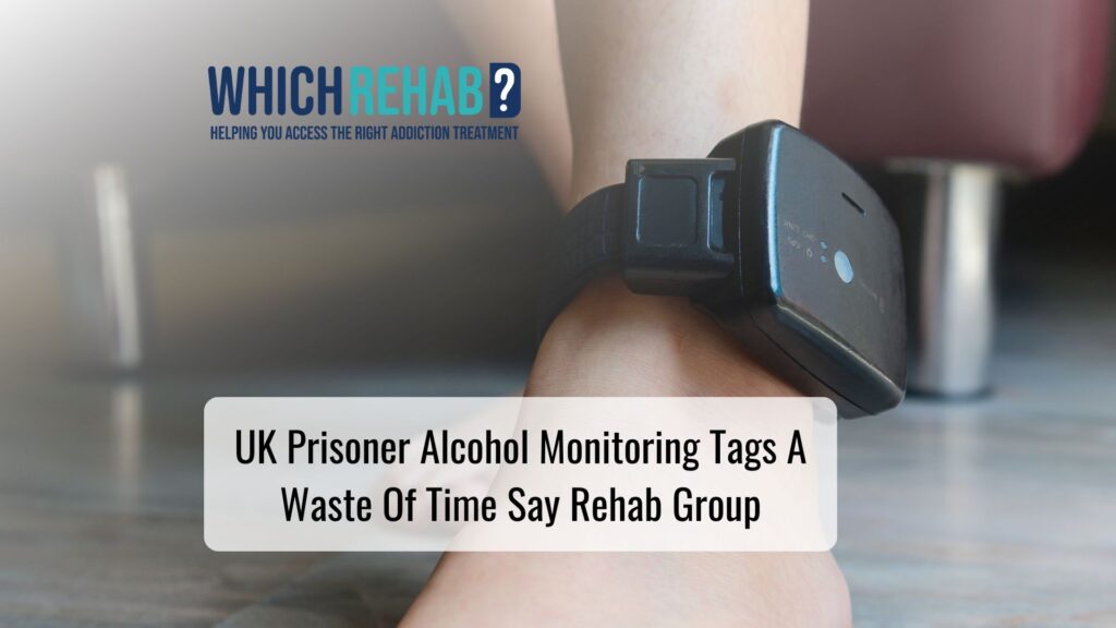 An ankle monitor tag on a prisoners foot - Which Rehab